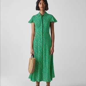 Whistles Ditsy Blossom viscose button up midi dress